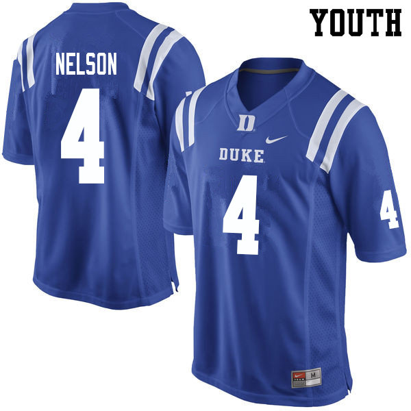 Youth #4 Robert Nelson Duke Blue Devils College Football Jerseys Sale-Blue - Click Image to Close